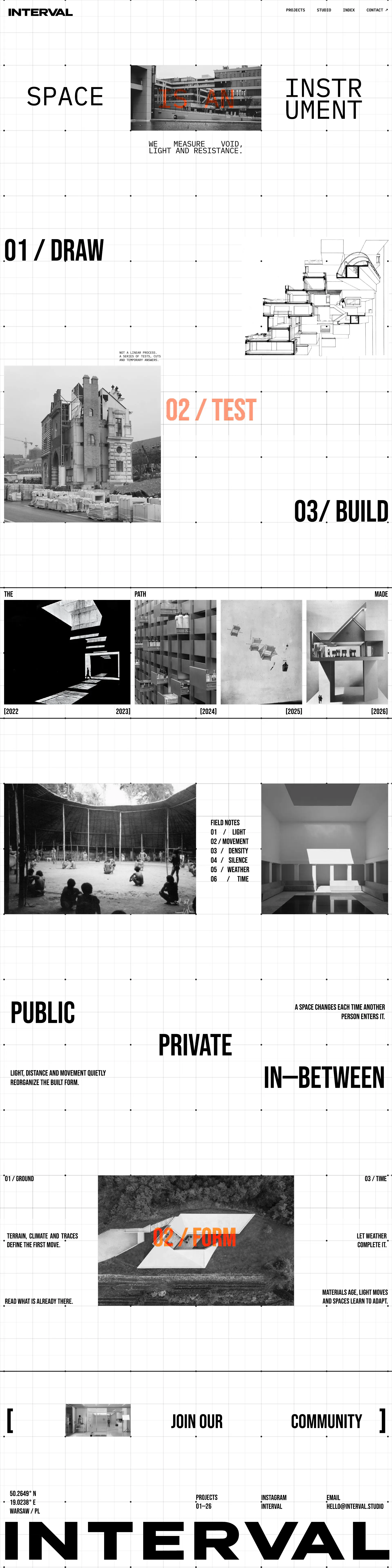 Full Interval architecture studio landing page